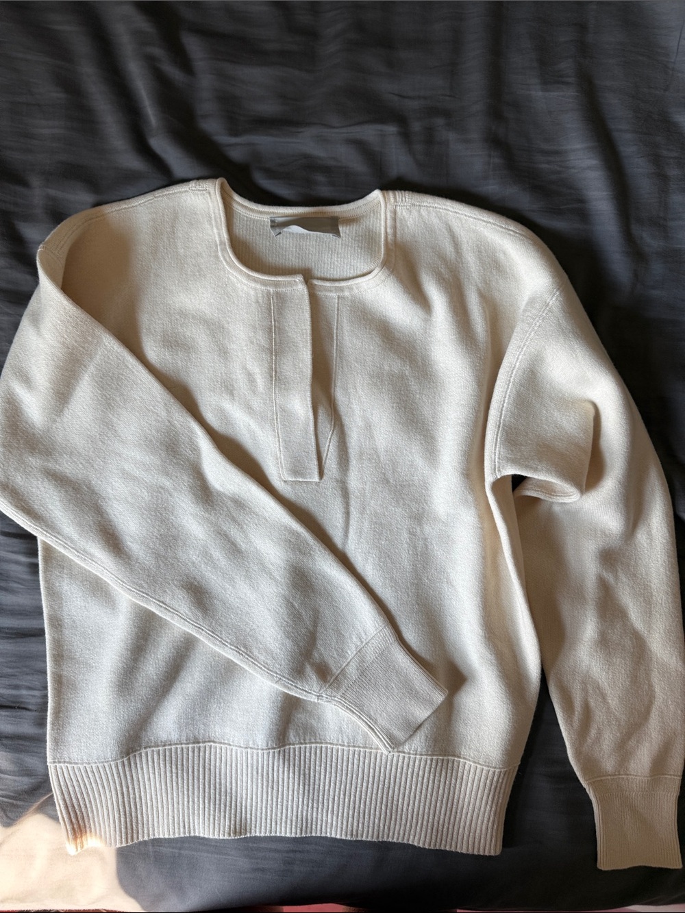 Everlane Cream Crewneck Sweater with Placket